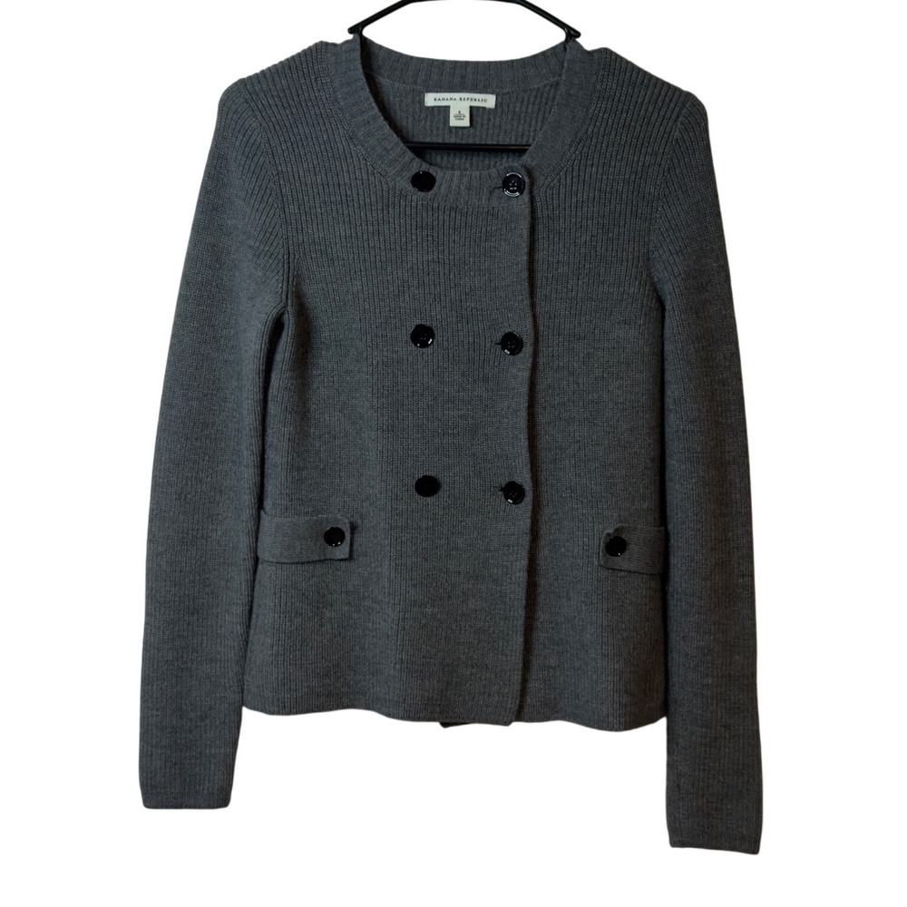 Banana Republic Women's Double Breasted Cardigan Size S Merino Wool Blend Ribbed
